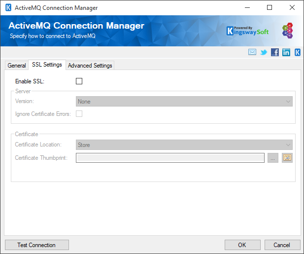 ActiveMQ Connection Manager - SSL Settings